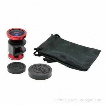 3-in-1 Camera Lenses for iPhone 5, Fisheye/Wide Angle/Macro Lens, Made of Top-grade Aluminum